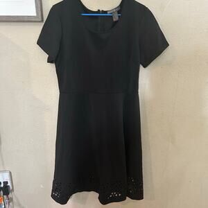 Signature Collection Black Fit & Flare Dress XL Stretch Short Sleeve LBD